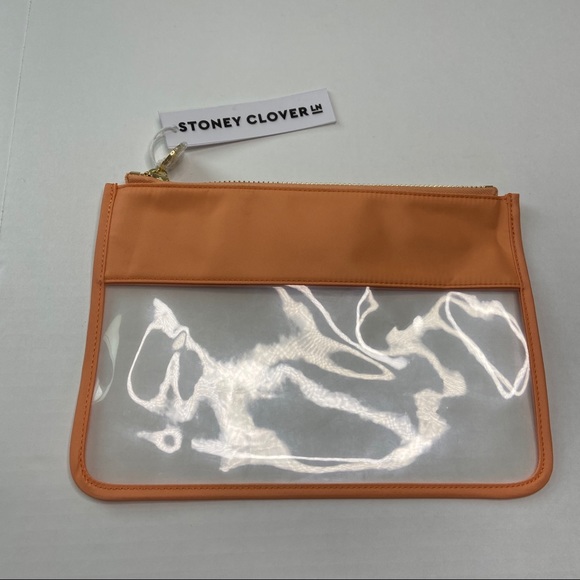 NWT STONEY CLOVER LANE Clear Flat Pouch Peach - Picture 2 of 4